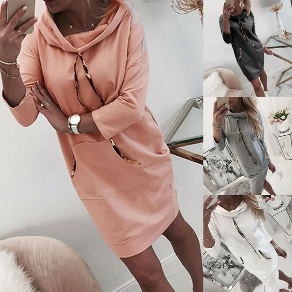 

women loose sweatshirt dress winter autumn hoodies long sleeve female oversize jumper vesdies c11 casual dresses, Black;gray