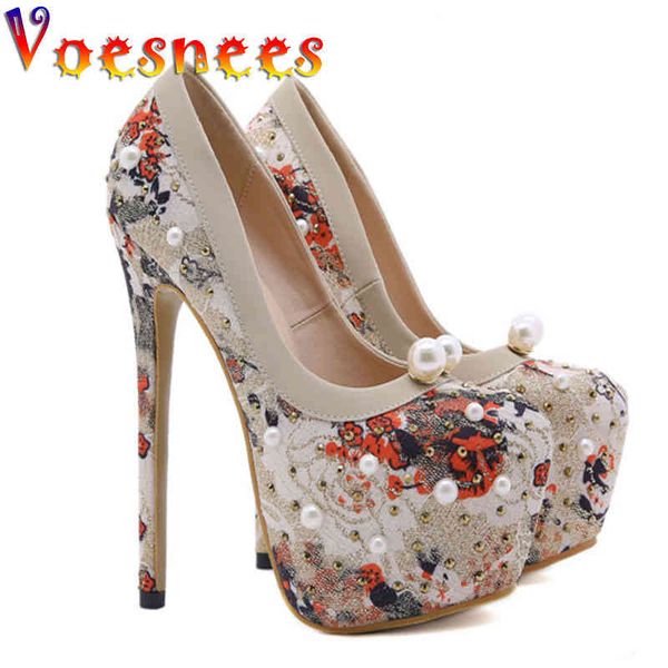 

sandals women pumps shoes 2021 fashion sequin cloth lace vamp temperament banquet high heels elegant pearl wedding party single a0, Black