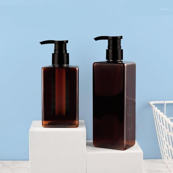 

storage bottles & jars 300/500ml brown square flat bottle pet lotion shampoobody refillable large-capacity bottling