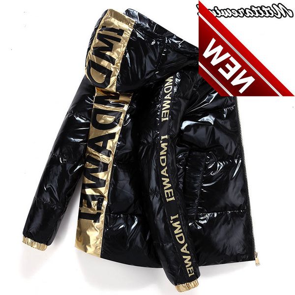 

-30 degree winter jacket men thick warm waterproof white duck down shiny parkas hooded thicken coat m-3xl, Black