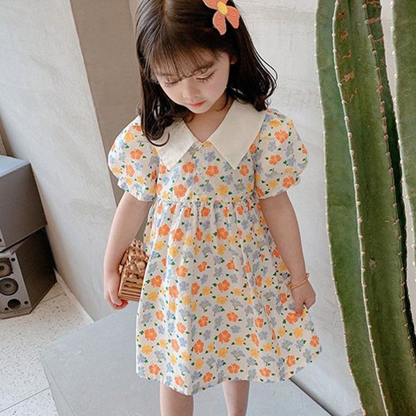 

girl's dresses summer baby girls floral sweet dress, Red;yellow