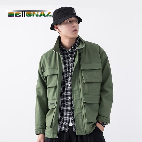 

men's jackets bettonal autumn safari vintage jacket men coats casual youth clothes male clothing south korea japan multiple pockets, Black;brown