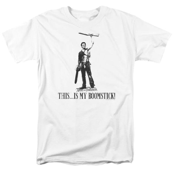 

army of darkness boomstick "white" color t-shirt sizes s-3x new, White;black