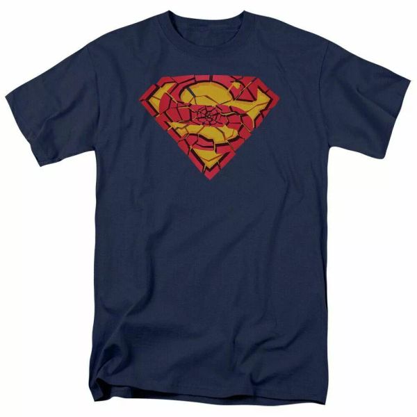 

superman shattered shield t shirt mens licensed clark kent dc comics tee navy, White;black