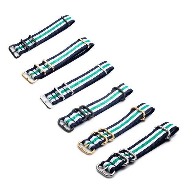 

watch bands bracelet for nato nylon band accessories stainless steel buckle 18mm 20mm 22mm striped strap replacement wristband, Black;brown