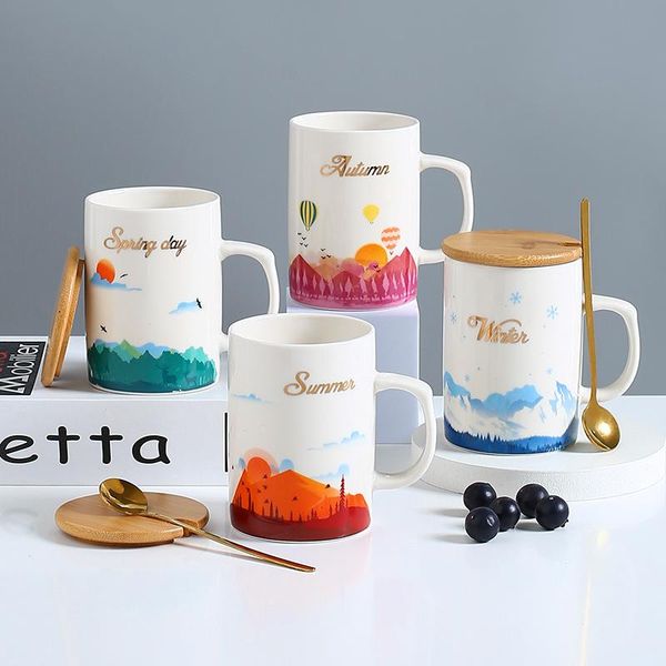 

mugs heat resistsant coffee glass cup nordic water cups set cute mug with lid taza desayuno kawaii personalized gifts