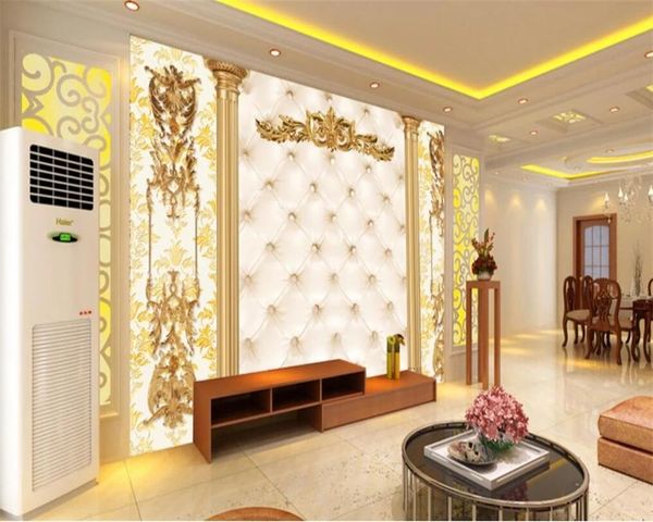 

wallpapers custom 3d self adhesive wallpaper luxury golden european pattern soft package decoration painting living room tv background