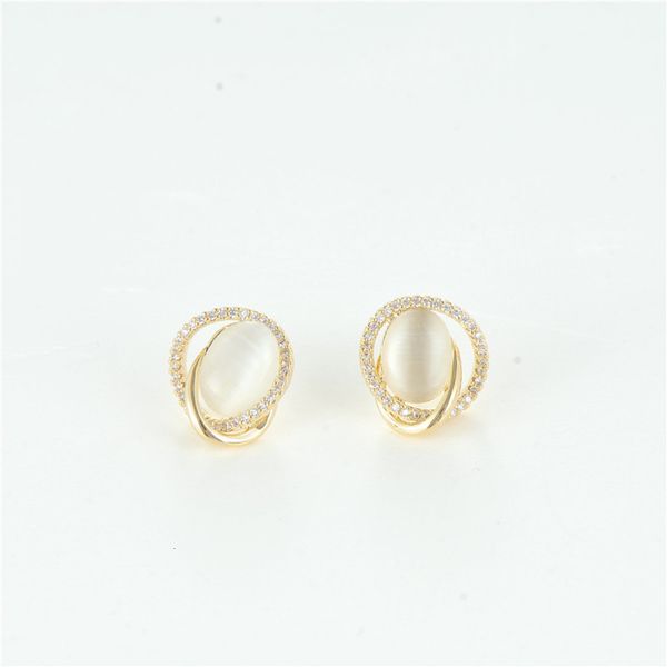 

925 silver needle femininity advanced sense cat's eye zircon 2020 new fashion circle exquisite earrings, Black