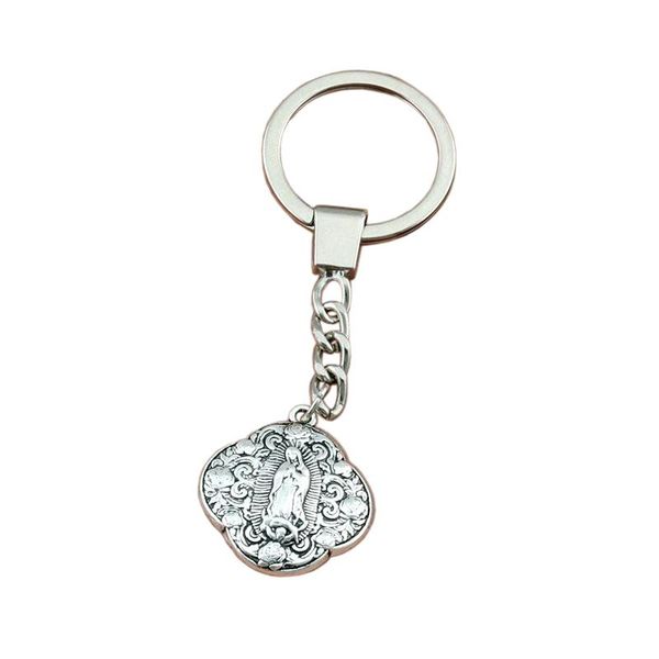 

keychains 10pcs/lots keychain virgin mary alloy charms pendants key ring travel protection diy accessories 29x25.8mm pendant a-480f, Silver