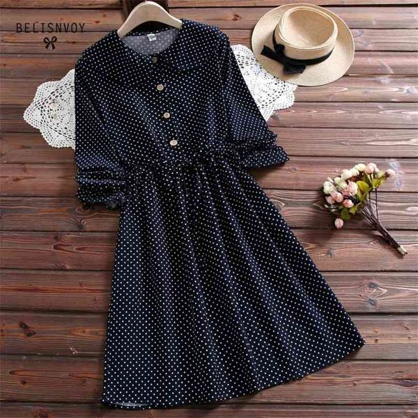 

navy blue red stars printed corduroy dress japanese mori girl vintage vestidos women peter pan collar long sleeve winter dresses 210520, Black;gray