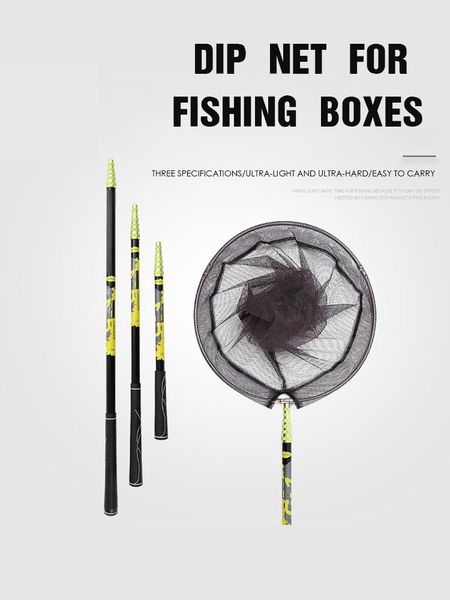 

fishing landing net collapsible carbon rod nylon steel tackle positioning accessories