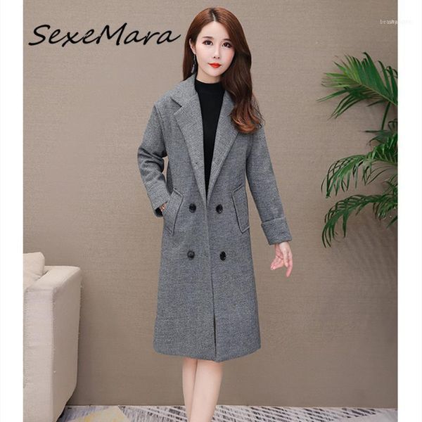 

women's wool & blends plus size 2021 winter fashion double breasted coats for ladies korean style cashmere coats1, Black