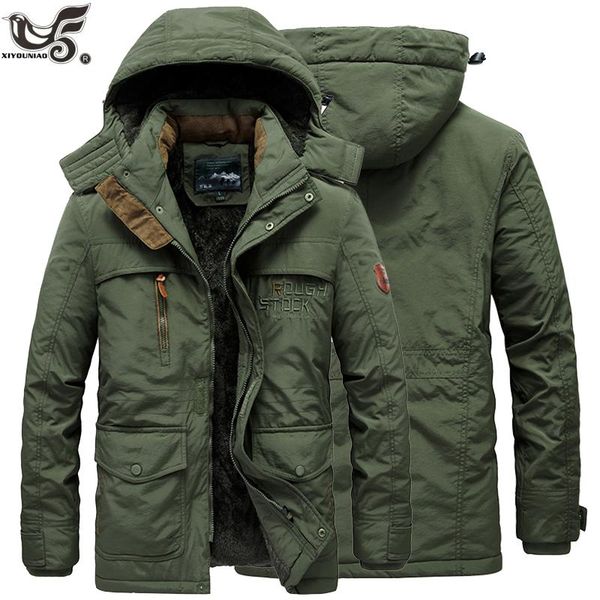 

men's down & parkas fur collar hooded men winter jacket warm wool liner man jackets and coats outwear snow windbreaker male parka overc, Black