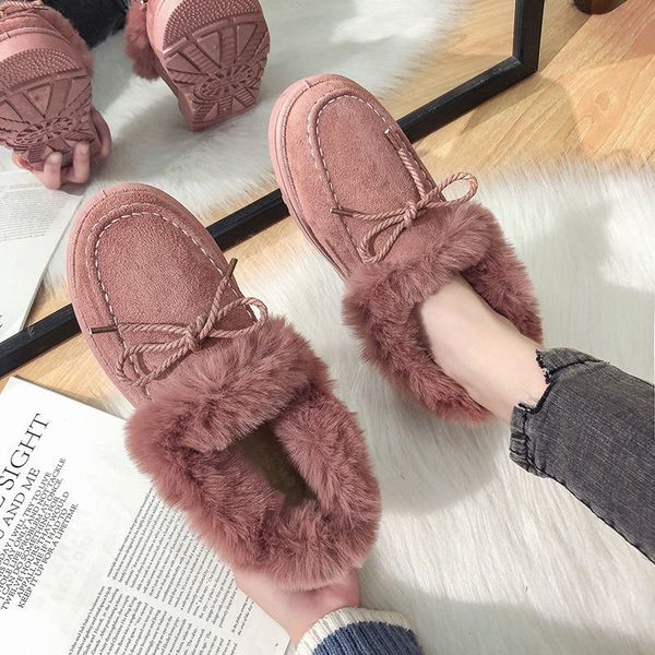 Outono e inverno Botas de neve das mulheres Moda aquecimento de veludo espessamento all-match feijão plana sapatos de algodão fábrica venda direta