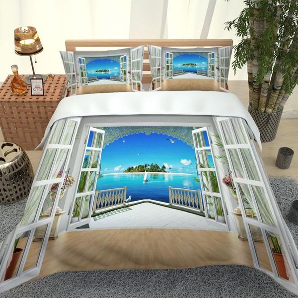 

fashion windowsill scenery bedding household textiles single bed double duvet cover pillow case sheet boy girl set sets
