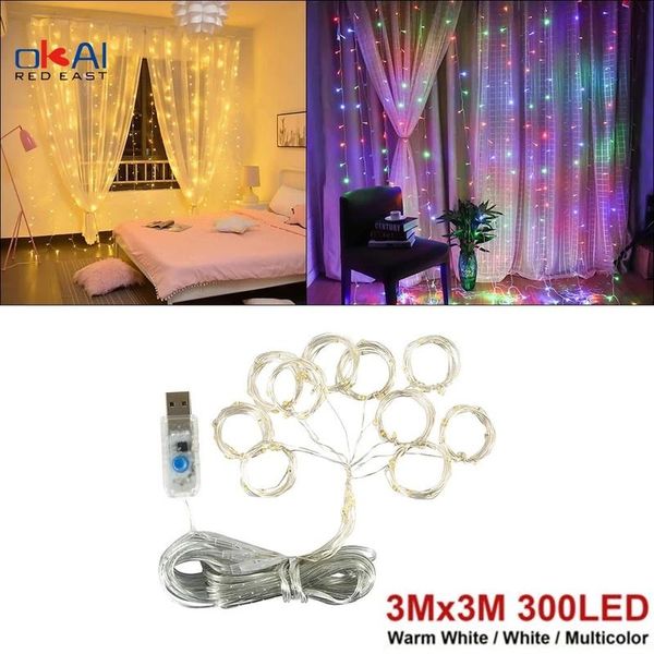

strings led string lights christmas decoration remote control usb wedding garland curtain 3m lamp bedroom bulb outdoor fairy lighting