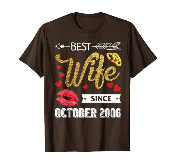 

13th wedding anniversary wife since october 2006 t-shirt, White;black