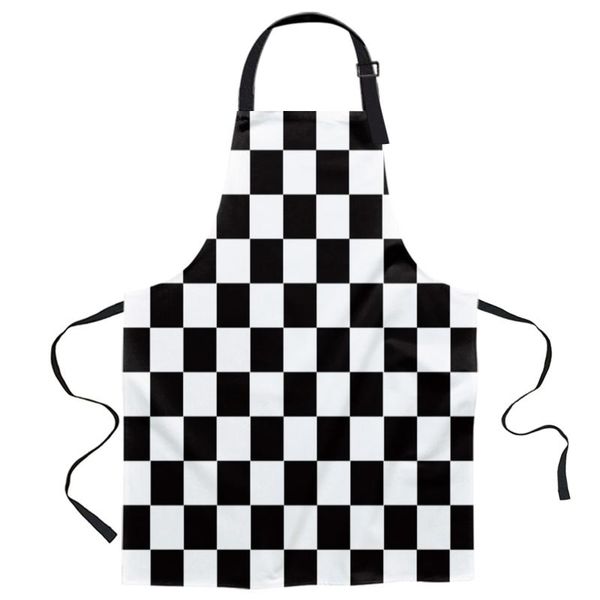 

aprons black and white checkered simple plaid for women men kid cooking baking apron kitchen utility equipment accessories