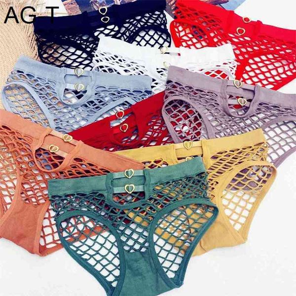 

lace underwear women's large mesh sand 2021 new medium waist red metal breathable briefs, Black;pink