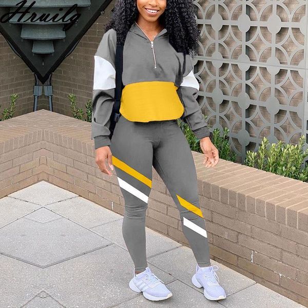 

women's tracksuits women tracksuit 2 piece set stand collar long sleeve sweatshirt pants loungewear sport autumn winter running sets, Gray