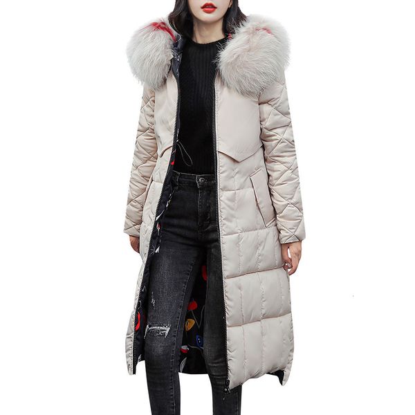 

hsu new coats womens winter loose long cotton-padded jacket reversible outerwear pocket hooded coat pullover female clothes hot, Black