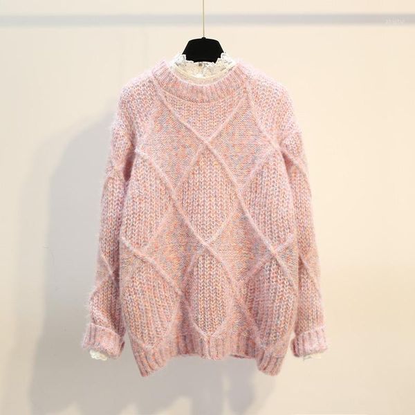 

women's sweaters sweet style loose knitted women sweater and pullovers thicken warm long-sleeved casual all match female pulls outwear, White;black