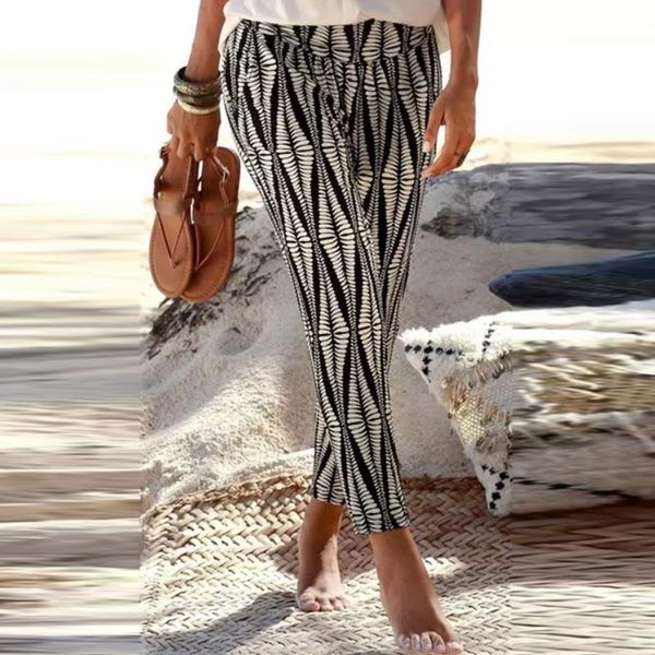 

women's pants & capris 2021 high waist long pant elastic band women full length trousers female sporty workout loose running trousers#f, Black;white