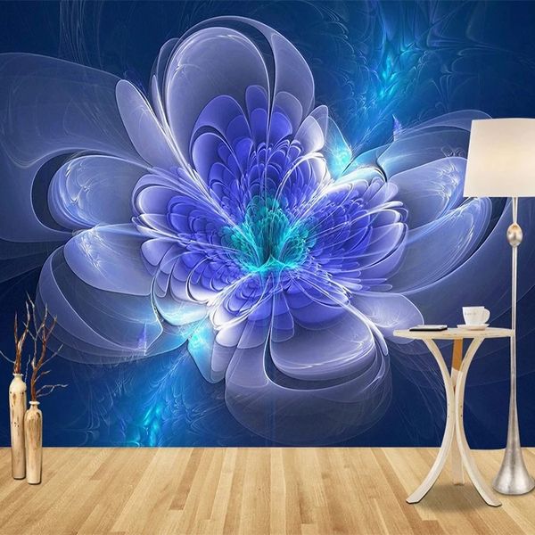 

custom wallpapers modern 3d abstract art blue flowers painting living room sofa bedroom wall murals waterproof