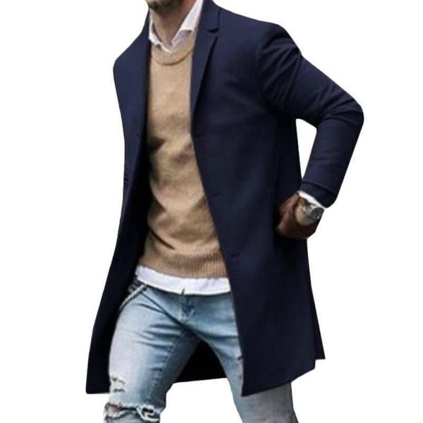 

men's trench coats men busin coat spring fall quality erior fashion buttons outerwear plus size, Tan;black