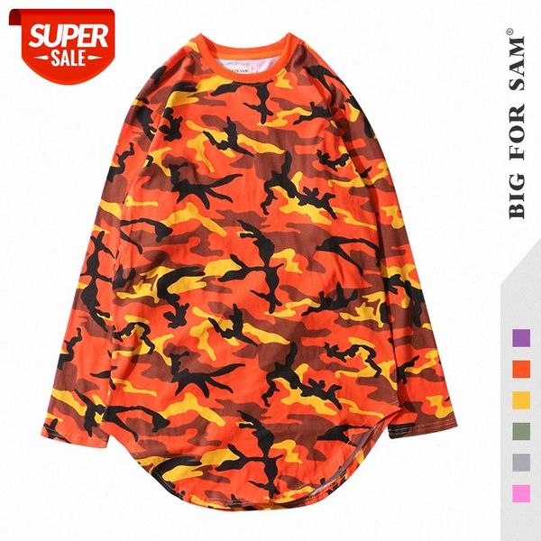 

cotton camouflage t-shirt men's military round hem casual long-sleeved #sk6q, White;black
