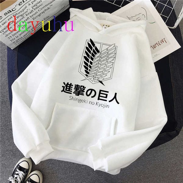 Titan Shingeki No Kyojin Komik Karikatür Kış Sıcak Hoodie Erkekler Unisex Serin Anime Harajuku Kazak Grafik Hoody Erkek Y0816