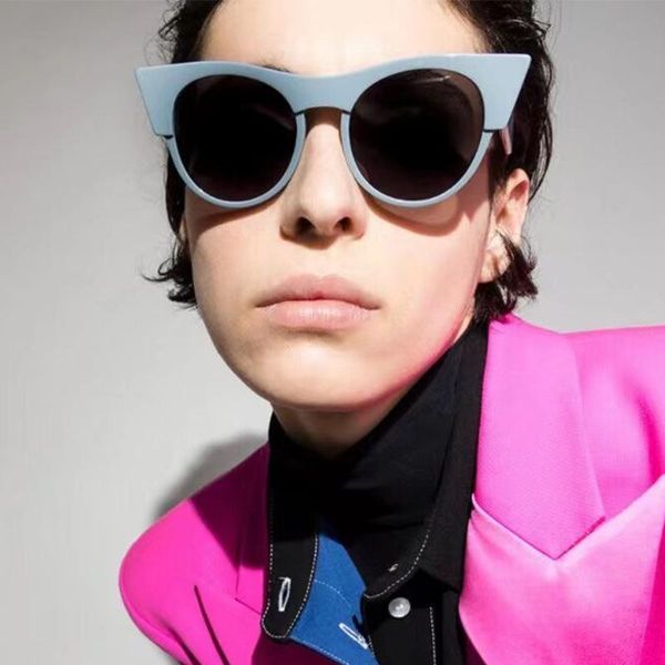 

sunglasses vintage cat eye women designer classic sky blue glasses outdoor travel sun female eyewear uv400, White;black