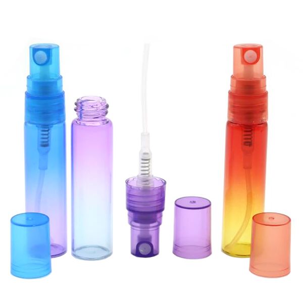 

50pcs/lot 5ml perfume bottle mist spray bottles refillable perfume empty tube glass travel clean atomizer rainbow color