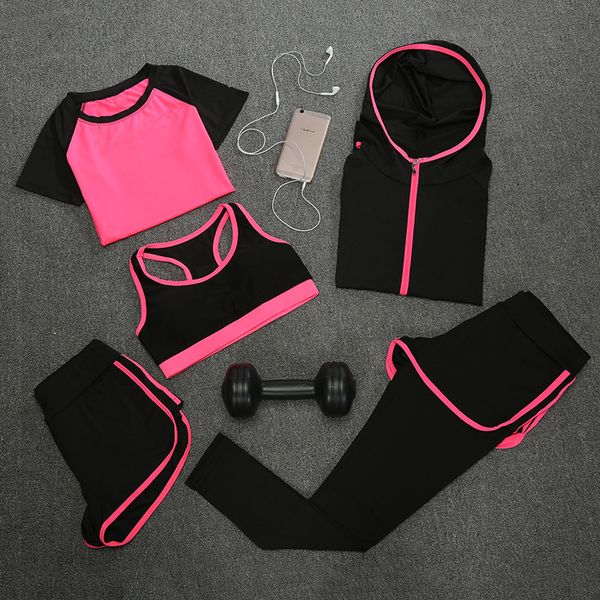

quick fitness drying yoga five piece women's outdoor sports running suit, Gray