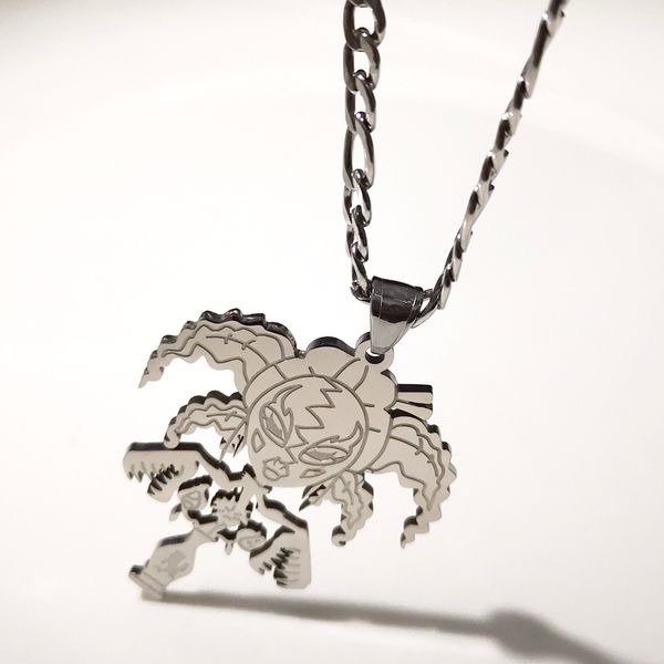

mens hip-hop necklace pendant yum yums lure charm hells pit stainless steel twiztid rare juggolo icp hatchet (43*50mm)24 inch, Silver