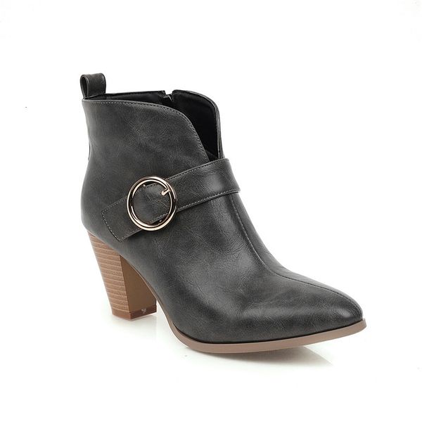 

asumer arrival pointed of the foot buckle high-heeled shoes classic autumn dress short women boots, Black