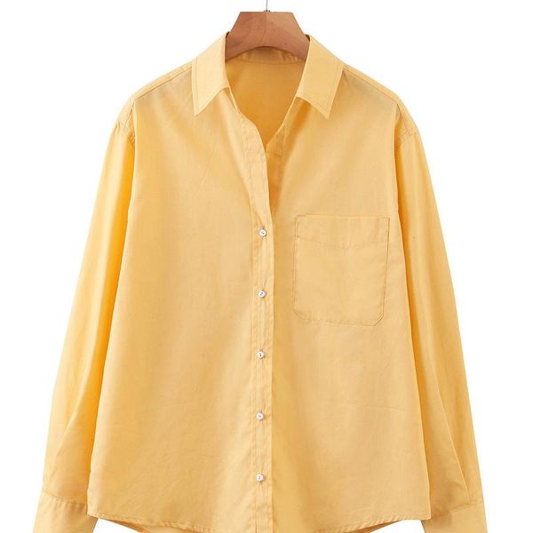

women's blouses & shirts xl - 3160, 2021 europe and the united states wear loose yellow long-sleeved blouse in summer, White
