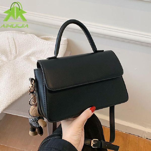 

evening bags retro solid color handbags women pu shoulder messenger bag female 2021 fashion cartoons crossbody small square