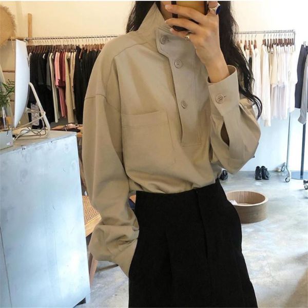

women's blouses & shirts womens summer femme casual women shirt long sleeve cotton girls blouse plus size blusas solid slim sexy, White