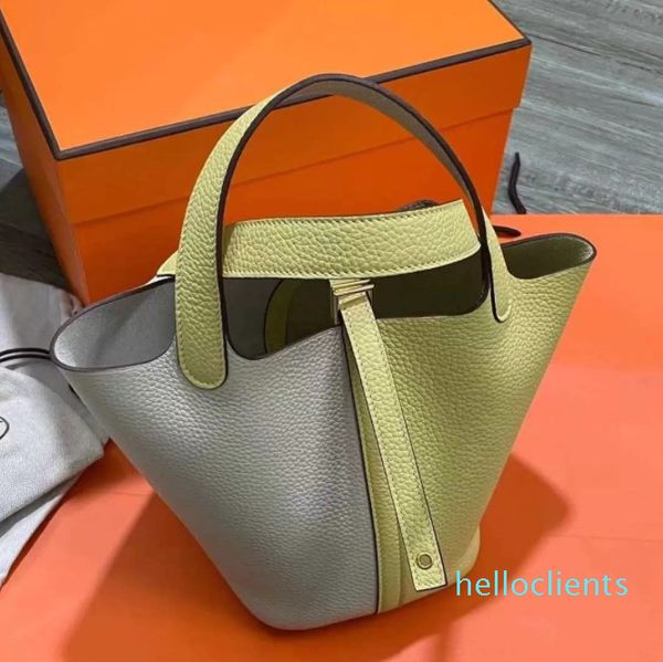 

original leather milkshake white chicken yellow vegetable basket bag