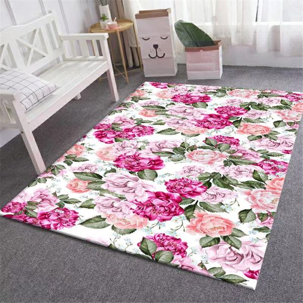 

carpets fresh pink floral rug bedroom simple plant flower printed carpet living room country style girl bedside mat floor rugs