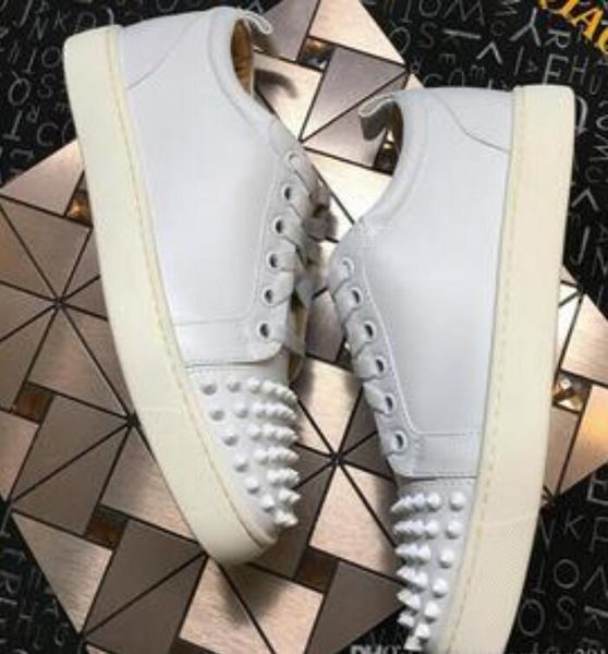 

[original box] france desingers party casual shoes whitered crystals nails spikes red bottom sneakers suede leather 35-47, Black