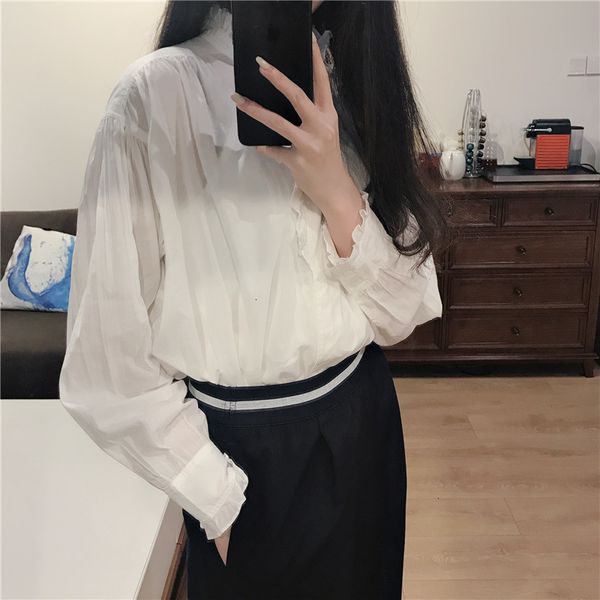 

women's suits & blazers suit early autumn shirt women ruffles blouse and esv7, White;black