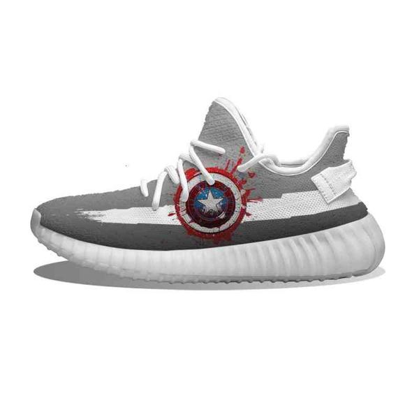 

customized diycaptain america logo running shoes mesh printed mens womens trainers outdoor sports sneakers, Black;white