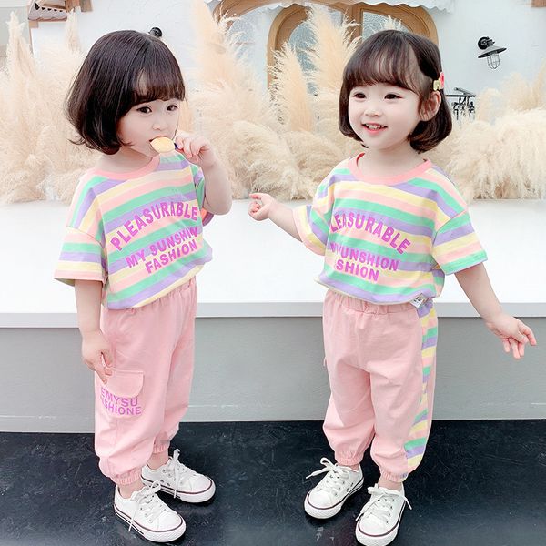 

girls t-shirt+ pants kids spring autumn printed teenagers tracksuits children clothing setsÂ outfits, White