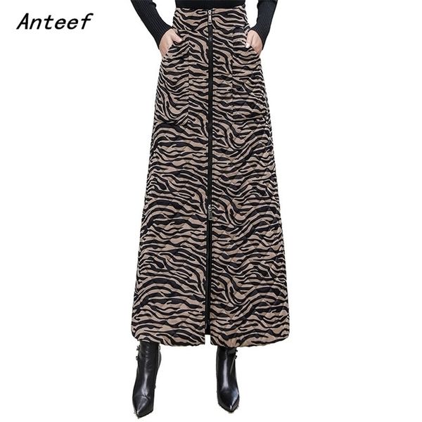 

velvet down cotton vintage high waist autumn winter casual loose long for woman skirts skirt clothes 211214, Black