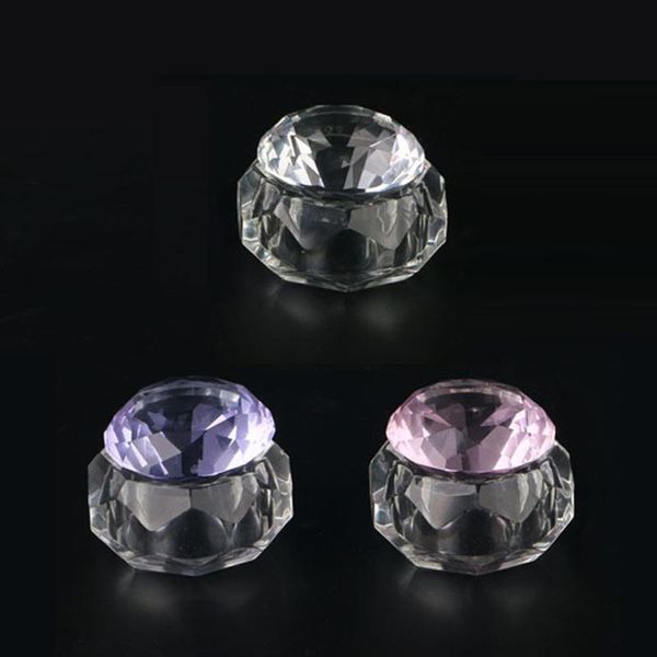 

nail art decor crystal cup with lid high transparent glass liquid container kits
