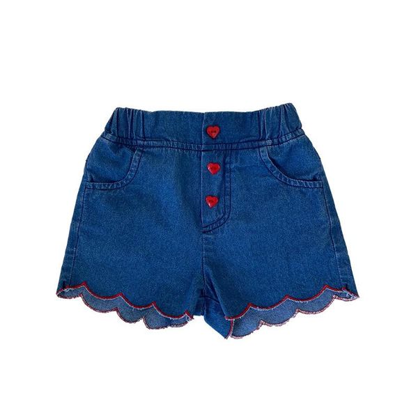 

shorts wlg girls kids trousers summer denim blue red buttons solid baby girl casual bottoms for 1-6 years, Black