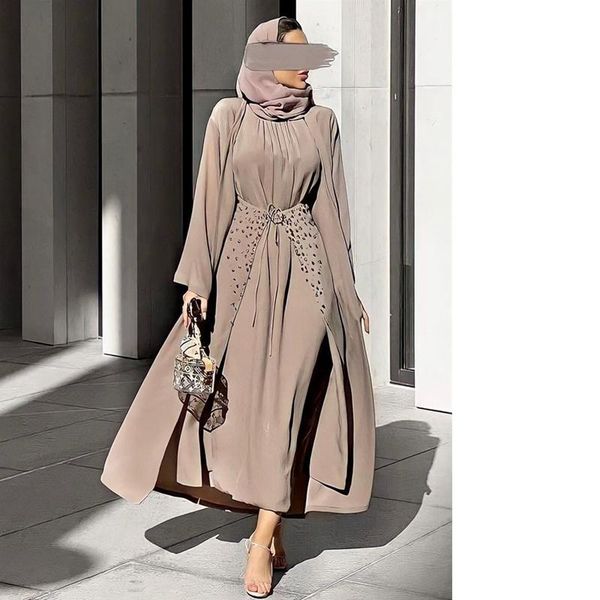 

ethnic clothing muslim fashion set 3-piece robe kimono dubai african women's turkish dress turban ladies islamic, Red