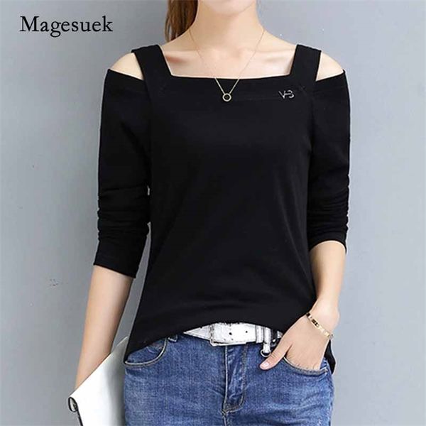 

autumn fashion solid long-sleeve cotton shirt women blouses ladies slash neck shirts slim korean blouse 10716 210518, White